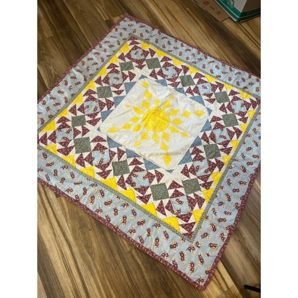 Hand stitched Vintage Quilt 53"x54"